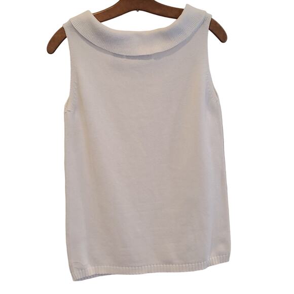 Caroline Taylor Essential White boatneck Cotton knit vintage top Small - Picture 3 of 5